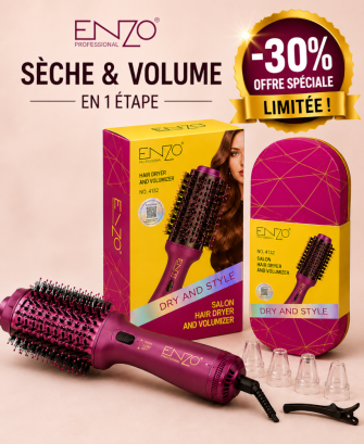 Brosse Soufflante 1000W, 2 en 1 ENZO ORIGINALE– Sèche-Cheveux Volumisant Professionnel