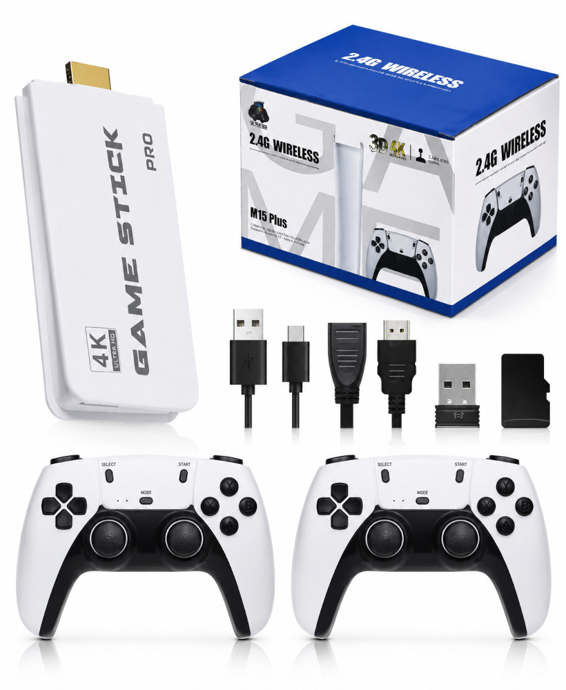 🎮 Game Stick Pro 4K – وحدة ألعاب ريترو لاسلكية مع ذراعَي تحكم لاسلكيتين