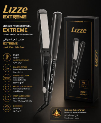 Lisseur Professionnel Lizze Extreme Original – Plaques Titanium, Jusqu'à 250°C, Écran LED