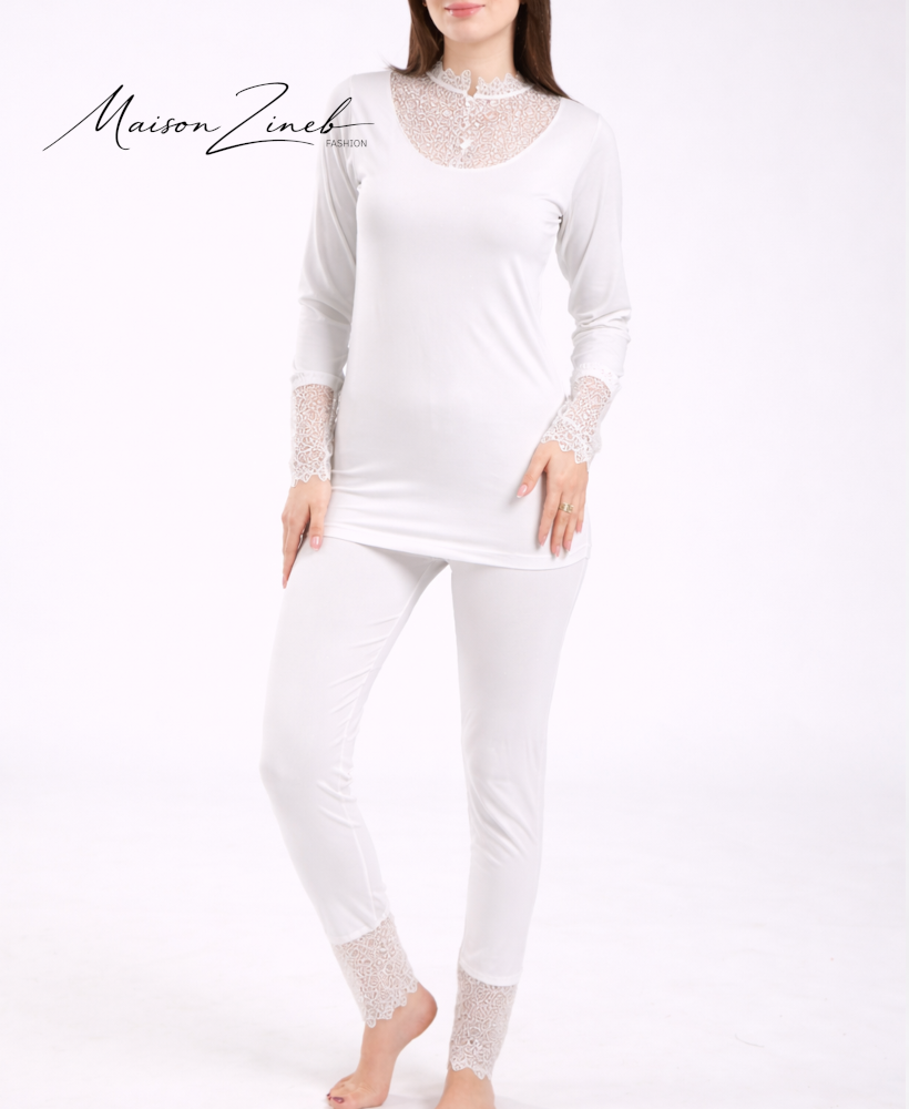 Pyjama Femme Noir avec Dentelle Élégante – Ensemble Chic Premium