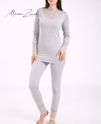 Pyjama Femme Noir avec Dentelle Élégante – Ensemble Chic Premium