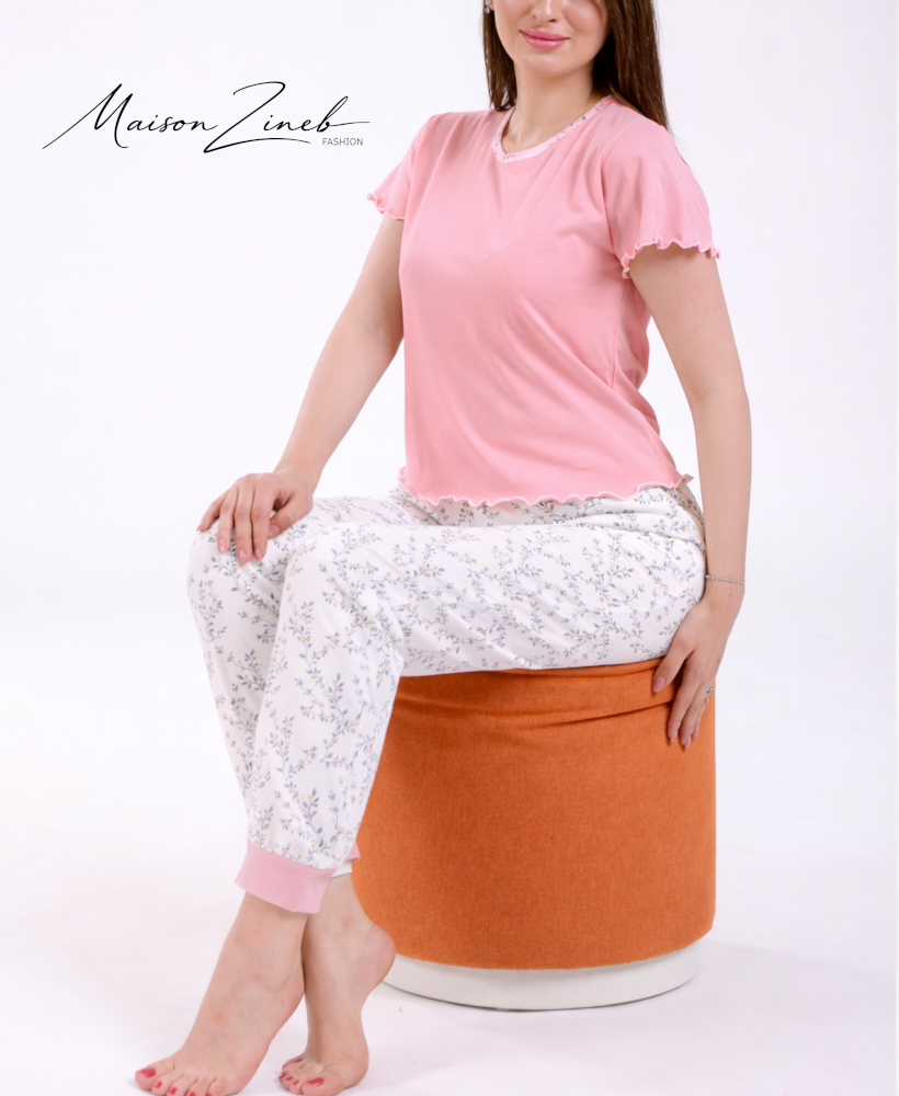 Pyjama Femme Coton Premium Gris – Ensemble Confort & Élégance